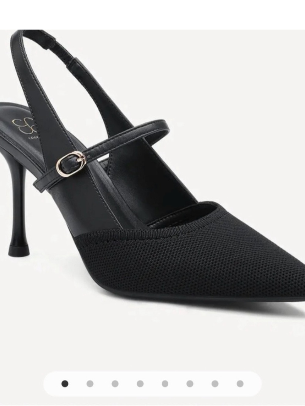 Cosy Island Minimalist Black Pointed Toe Slingback Heels Size 7 NWT